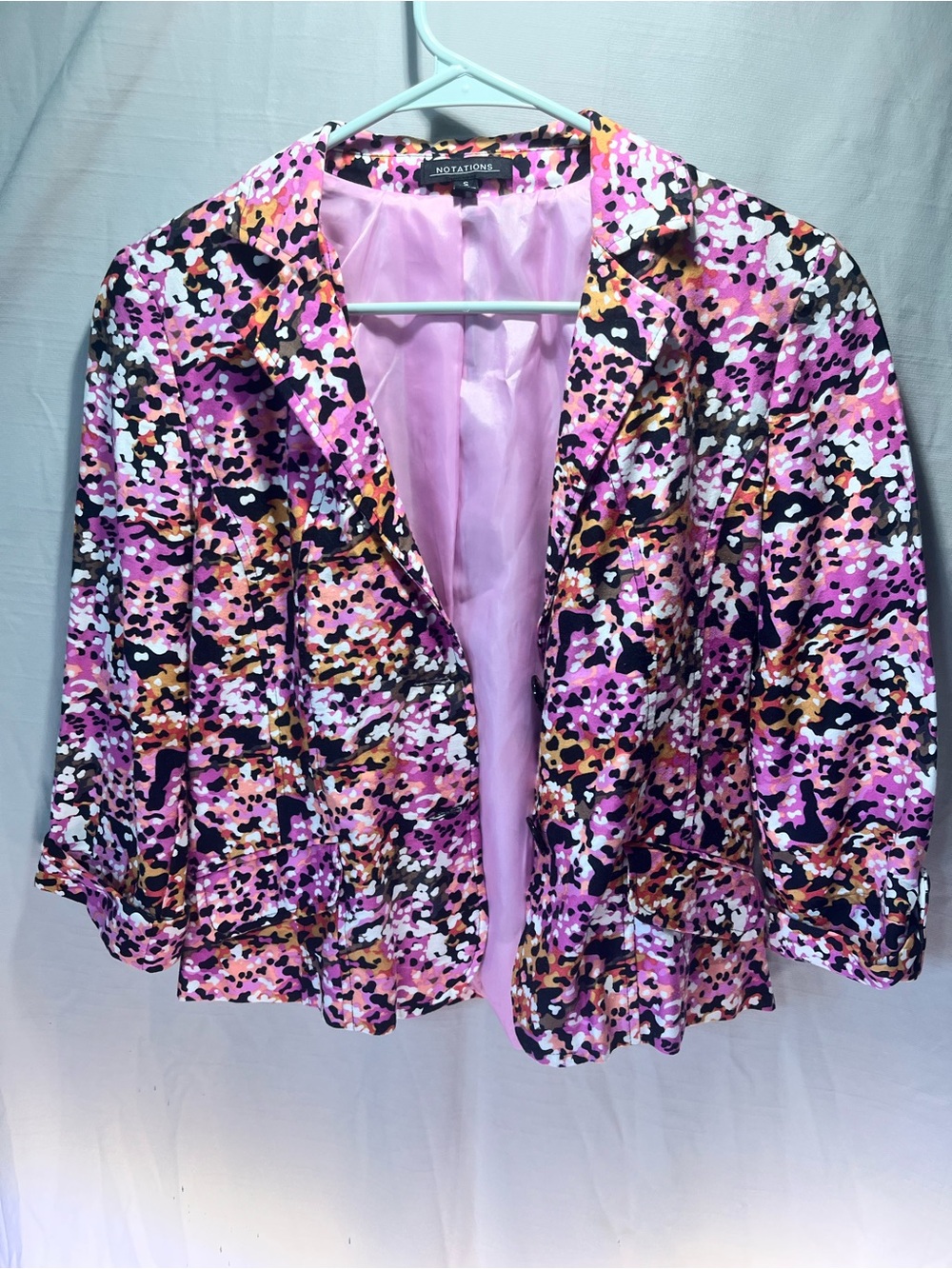 Notations Pink and Black Abstract Print Blazer